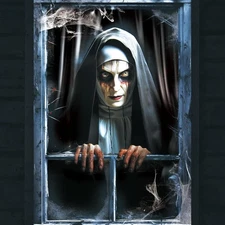 LOAVER Halloween Scary Window Cover Decoration,Large Ghost Backdrop Curtain... 