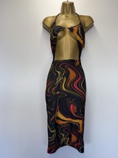 Pretty Little Thing Slinky Marble Print Cut Out Dress Size 14