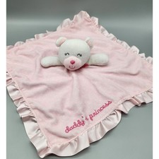 Carters Pink White Bear Baby Security Blanket Lovey Daddys Princess Rattle Plush