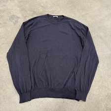 FRADI MENS LUXURY COTTON PULLOVER CREWNECK SWEATER ITALY LARGE BLACK