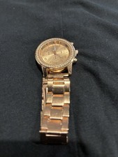 Geneva Women's Rose Gold Plated Watch With Dial Lift Tab Rhinestones Wristwatch