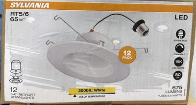 (12 Pack) Sylvania RT5/6 inch 65 W Retrofit Downlights Dimmable LED Recessed
