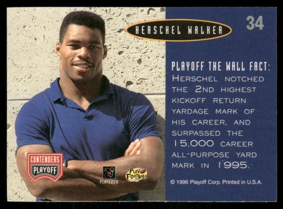 1996 Playoff Contenders Open Field Mini Herschel Walker #34 - Image 2 of 2