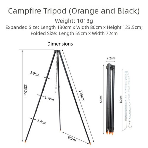 Trépied De Cuisine Camping - Support Stable Pour Casserole Et Grill - Pliable Et Léger - Pour Feux De Camp, Barbecues, Pique-niques