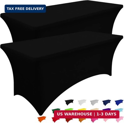 Smiry 2 Pack Spandex Table Cloth 6FT, Elastic Fitted Stretch Tablecloths, Washab