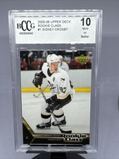 2005-06 Upper Deck Rookie Class #1 Sidney Crosby Rookie Card Graded BCCG 10 Mint. rookie card picture