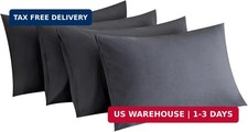 Dark Grey Pillow Cases Set of 4 Queen Size - Super Soft, Smooth and Breathable D