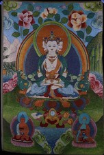 35 inch Tibet Nepal Handmade Embroidery Exquisite Thangka Painting mural 95210