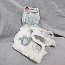 Blankets  Beyond Elephant White and Blue Security Blanket Lovey plush New NWT