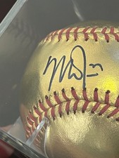 Mike Trout Autographed Gold Baseball MLB Hologram