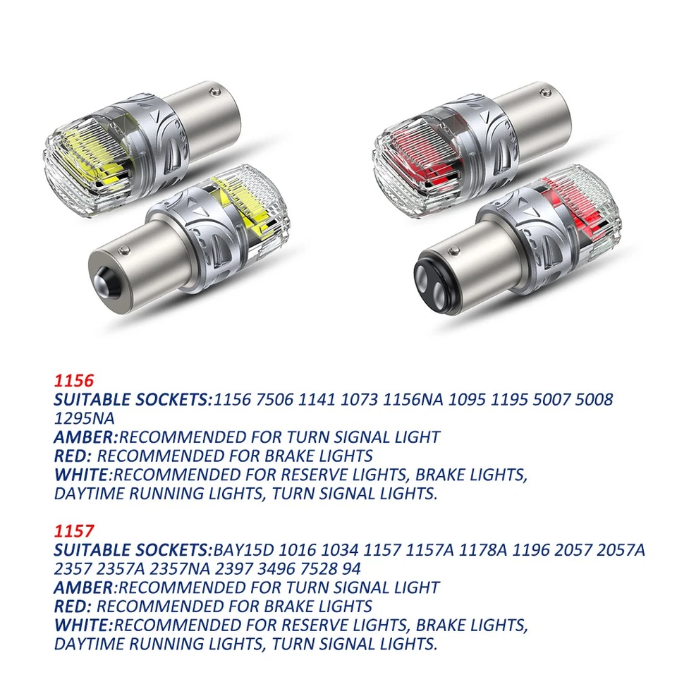 2X 1156 7506 1157 2357 White/Amber/Yellow SMD LED Turn Signal Light Bulb 1141 - Image 2 of 2