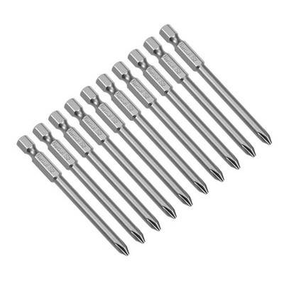 10 Stück 1/4-Po Sechskantstange 75mm lang Kreuzschlitz 5PH1 magnetisch S2 Bohrer Schraubendreher