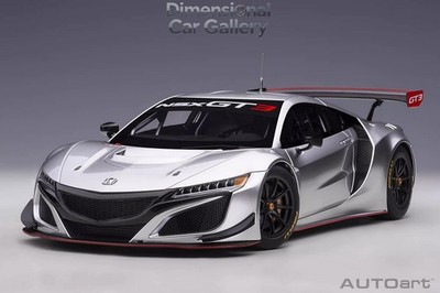 AUTOART 1/18 NSX HONDA NSX GT3 2018 Silver Plastics Car Model Doors not opened