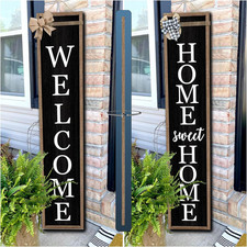 Outdoor Welcome Sign for Front Porch Standing Large 2 Sided 45"X9" Wooden Frame