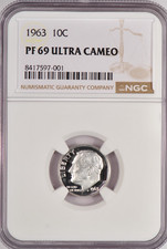 1963 Roosevelt Dime Proof NGC PF 69 ULTRA CAMEO PR69DCAM Frosty Coin 10C