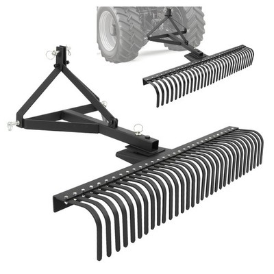 3 Point 60'' Landscape Rake For Cat 1 Tractor Hookup Compact Tractors Loader