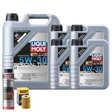 Motoröl 5W30 LIQUI MOLY Leichtlauf Special Tec 9L+HENGST Ölfilter +Spülung