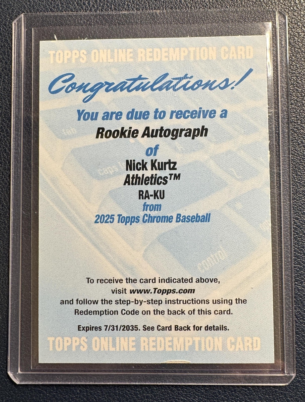 2025 Topps Chrome Nick Kurtz RC Rookie Auto