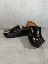 NEW Bravest Studios Black Snakeskin Bear Claws Size 6 W/box Slippers Mule
