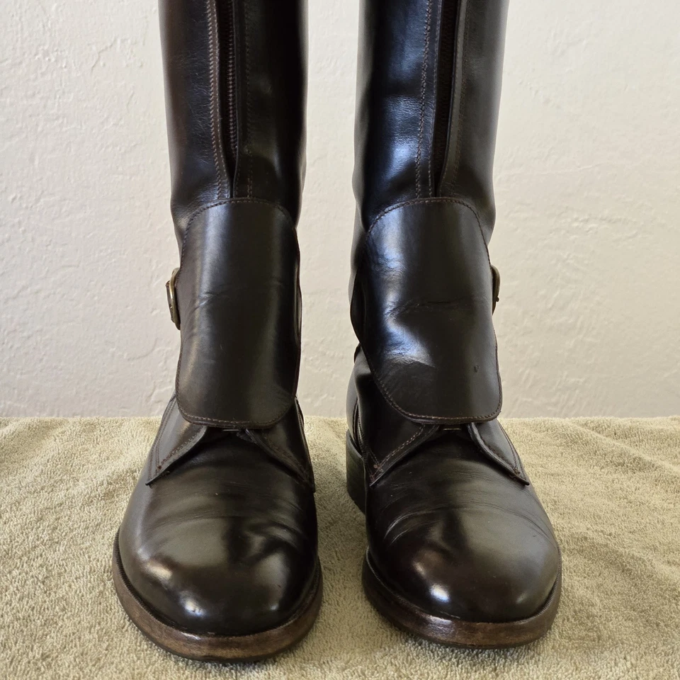 Botas de equitação femininas de couro tamanho EUA 6,5 de altura por ALBERTO FASCIANI fabricadas na ITÁLIA - Imagem 3 de 4