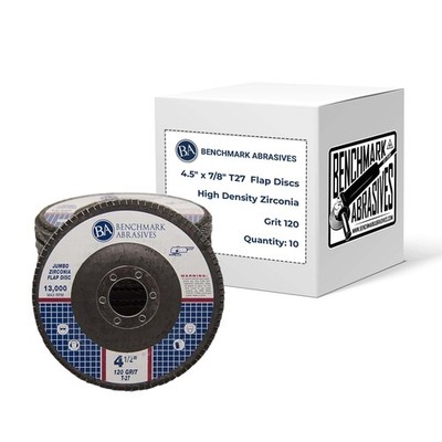 Benchmark Abrasives 4.5'' x 7/8'' Premium High Density Jumbo Zirconia Type 27 F...