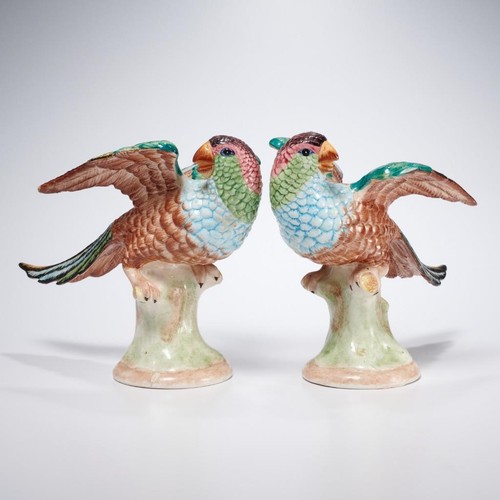 Mottahedeh Multicolored Colorful Majolica Ceramic Parrot Bird Pair 7.25"h Italy