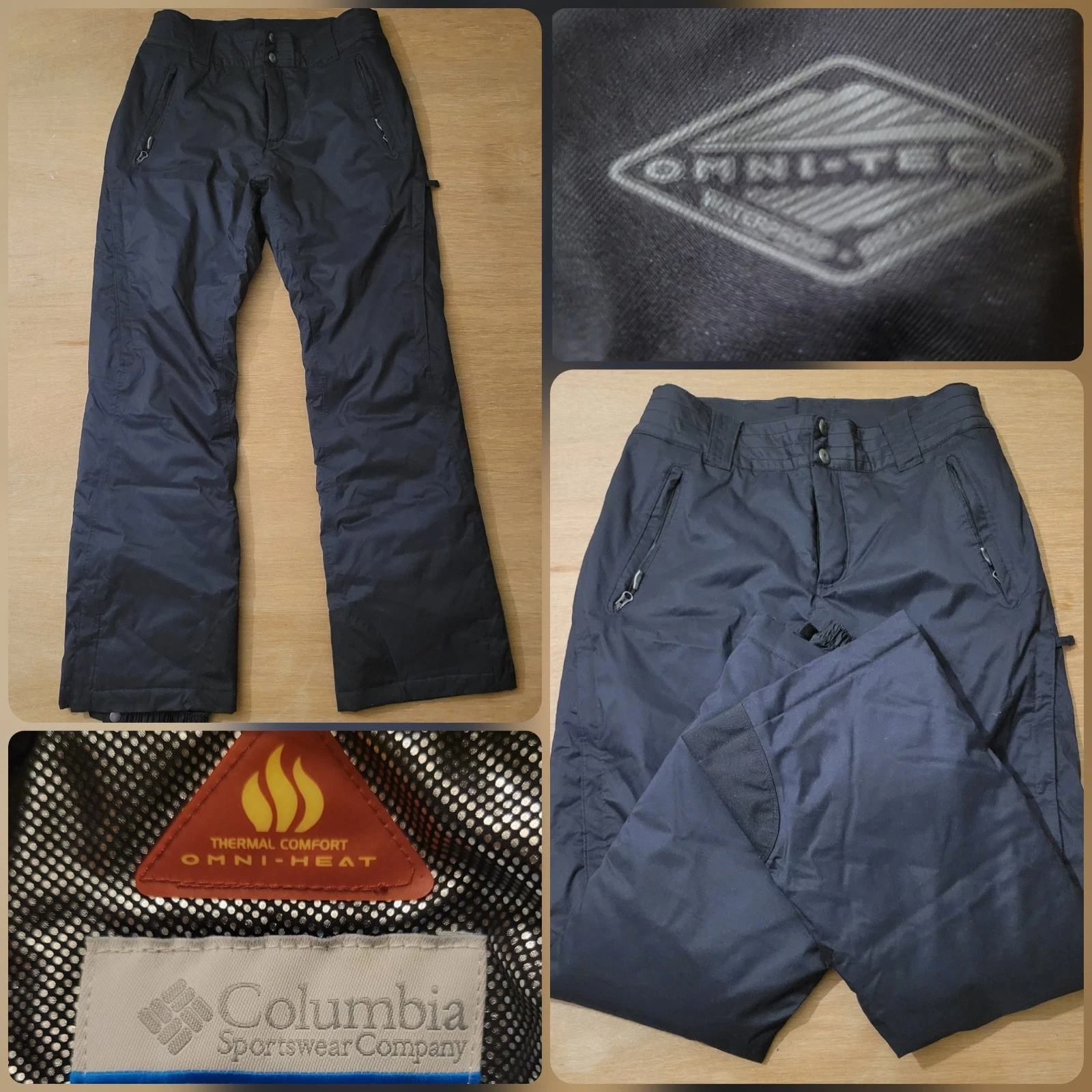 Columbia Black Omni-Heat Snow Pants Size Small Ski Snowboard Hike Insulated