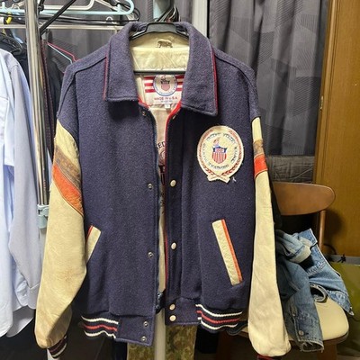90S Jcpenney Leather Stadium Jacket Genuine Olympic Specification Usa