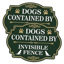 Dogs Contained by Invisible Fence Sign - Pack, 10  x 7  Rust Free Aluminum