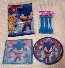 Sonic party supplies plates tablecloth napkins forks New