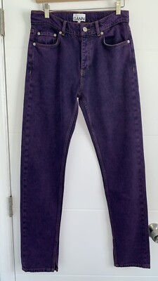 Ganni Slit Straight Leg Pants Jeans Purple 27 | eBay