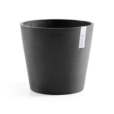 EcoPots Amsterdam In/Outdoor Round Plastic Planter  Pot, Dark Grey, 12''