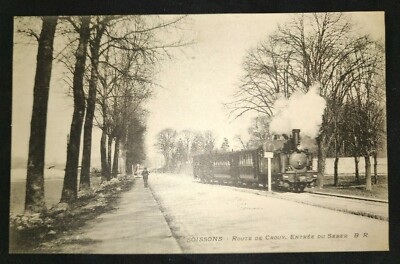 AK Aisne 02 - SOISSONS - Route de Crouy - Entrée du Seber B.R. - Zug - SNCF