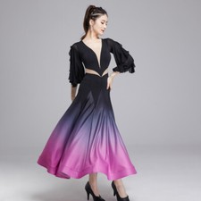 Latin Ballroom Dance Dress Modern Salsa Waltz Standard Long Dress J044 2 Colors