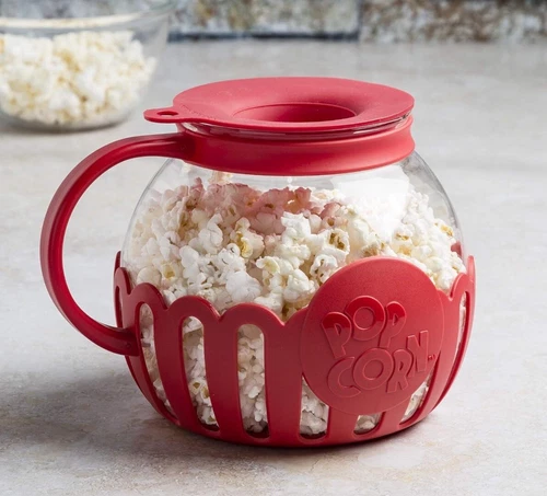 ECOLUTION Patented Micro-Pop 1.5 Quart Microwave Popcorn Maker Popper - Red