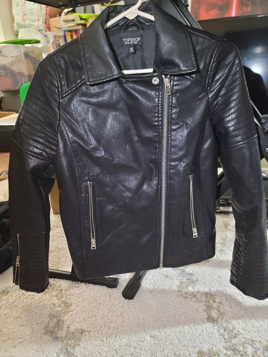 Topshop black store leather jacket