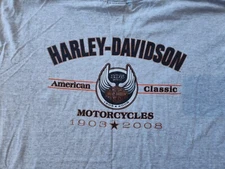 Harley Davidson T-Shirt 105 Years 1903 2008 XXXL American Classic Gray USA Made