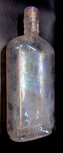 Primitive 1880's Pint Full Measure 8.75" Tall Antique Glass Liquor Flask Bottle