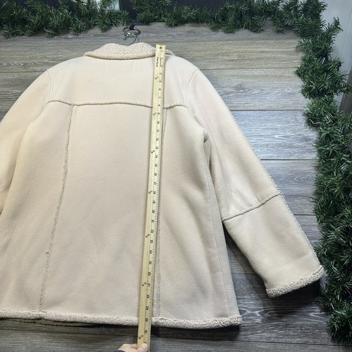 FUDA Coat Size Large Sherpa Line Pea Coat Warm, Cozy, Tan / Beige Button Close - Picture 10 of 15