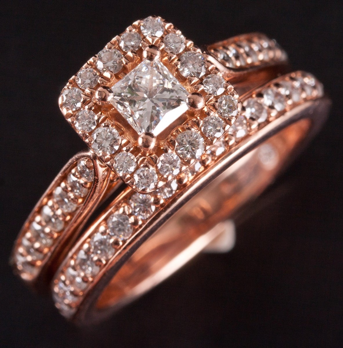 14k Rose Gold Leo Bridal Collection F VS2 Diamond Engagement