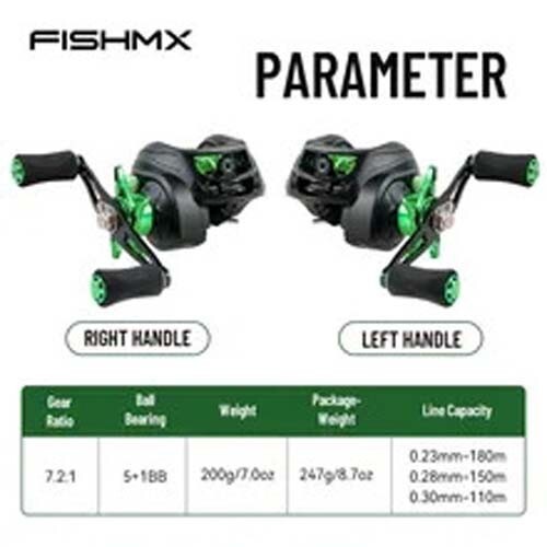 Bait Casting Reel MX 2000 7.2:1 Gear Ratio Left Hand-Color Green | eBay