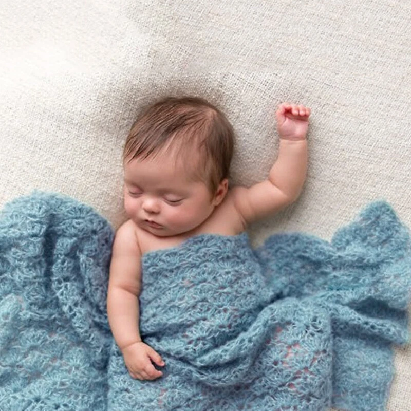 2 piezas Niños Niñas Bebé Envolturas Fotografía utilería Mat Manta Lana Hilo Envoltura Foto 2 de 4