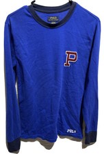 Polo Ralph Lauren Sleepwear Thermal Shirt Medium M Blue Spell Out Waffle Big P