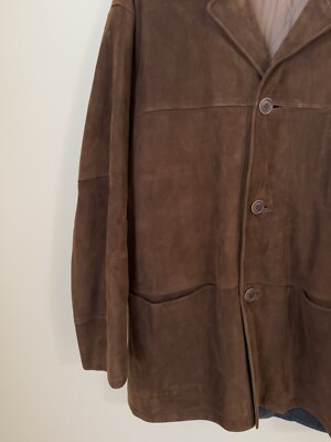 Ermenegildo Zegna Suede Leather Chore Coat Jacket Brown Wool