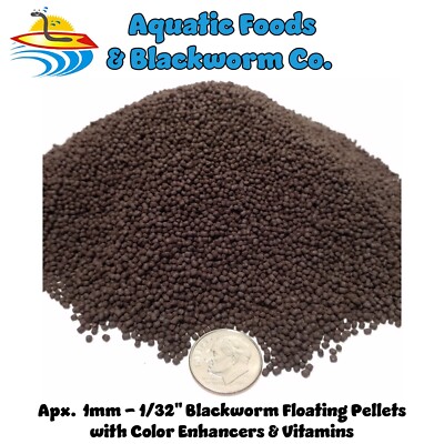 FLOATING Blackworm Pellets with Color Enhancers & Vitamins.  Apx 1mm