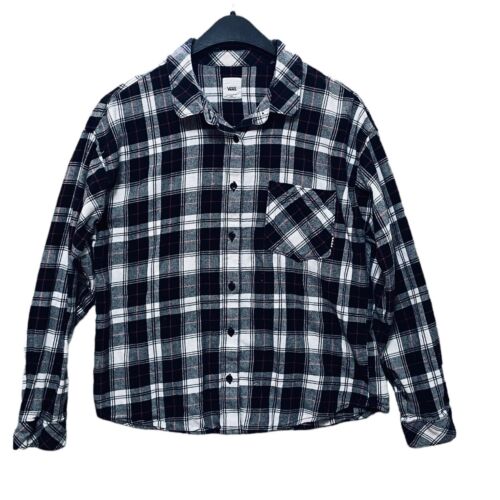 Vans Womens Flannel Shirt Size Large Cowgirl Black Red & White Button ...