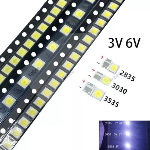 100 piezas led retroiluminación tv 2835 3030 3535 3V 6V 1W 2W led para reparación de TV blanco frío - Imagen 1 de 2