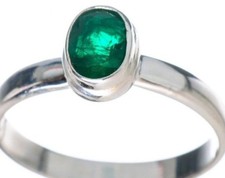 Natural Beautiful Zambian Emerald 7x5 925 Sterling Silver Ring U.S. Size 7.75