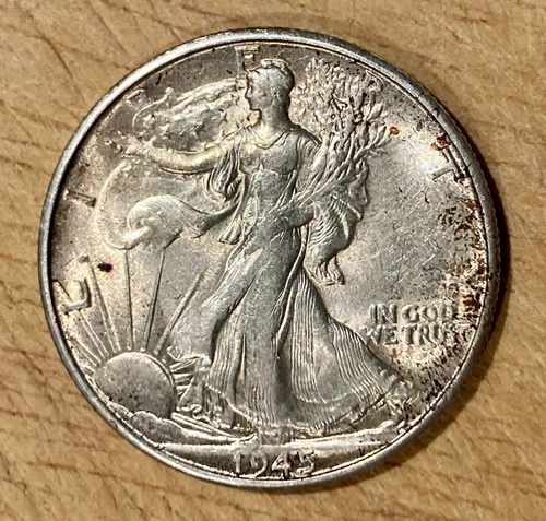 1945 S Walking Liberty Half Dollar - Nice BU with a bit of Album Toning