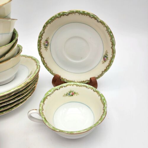 Vintage Noritake 1950's GREENBRIAR Porcelain Tea Cups And Saucers - Picture 3 of 12